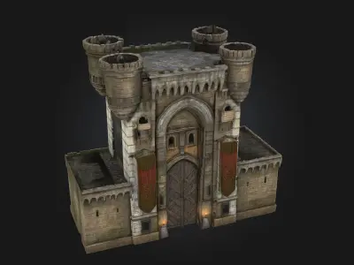 Castle Gate Fortress  Defend the Realm with Strength and Style 3D model