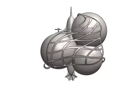 Steampunk rocket with balls 3D model