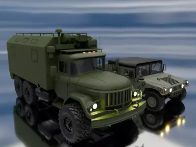 Military Cargo Truck and Tactical Humvee 3D Model Pack  Low-poly 3D model