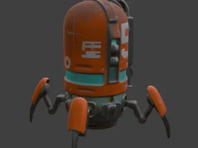 Futuristic Robotic Machine Game-Ready 3D Model with PBR Textures Low-poly 3D model