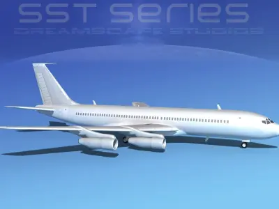 Boeing 707-320 SS bare metal 3D model
