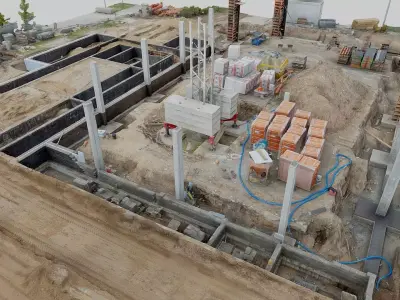 Construction site - foundation footings 3D model