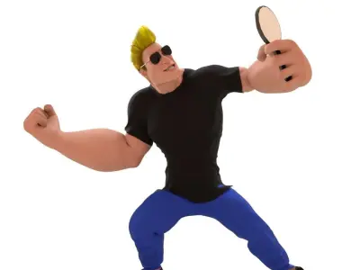 Johnny Bravo cartoon character Free low-poly 3D model