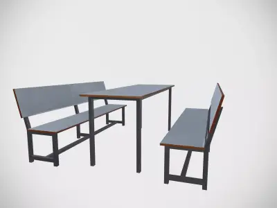 Table Bench Low-poly 3D model