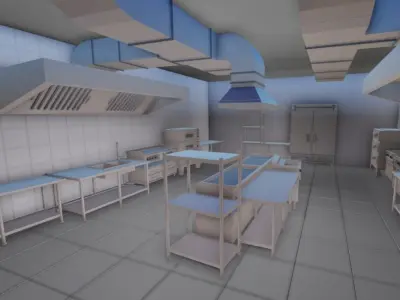 FULLY DONE Realistic Airport Lounge with Kitchen Bathroom Low-poly 3D model