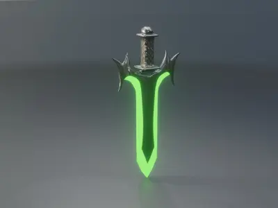 green sword stylized Low-poly 3D model