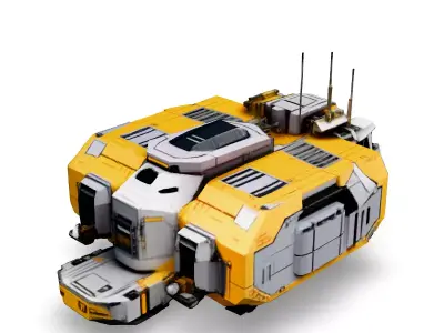 Scifi Cargo Shuttle Yellow Variant Low-poly 3D model