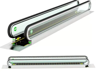 Modern Airport Moving Walkway And Horizontal Travelator Set Low-poly 3D model