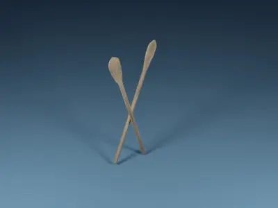 Wooden oars 3D model purchase