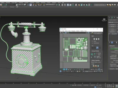 Old rotary dial telephone Low-poly 3D model