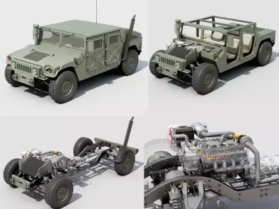 Humvee  military  vehicle  full details  3D model
