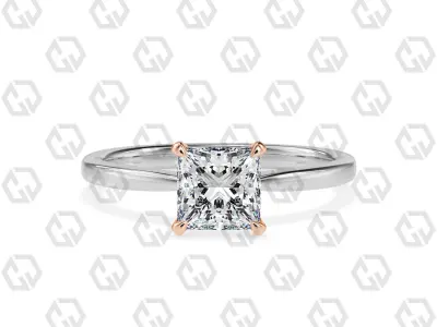 Ring 158 Princess shape with hidden signature diamond both side 3D print model