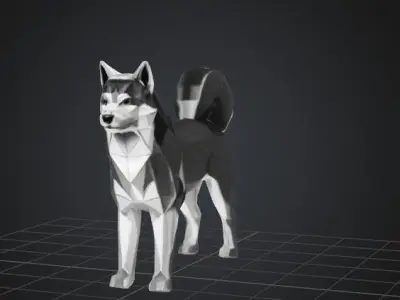 Low Poly Husky Dog 3D model