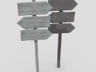 Wooden SIgn 3 Low-poly 3D model