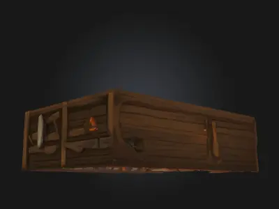 Stylized Medieval Blacksmith Workshop Low-poly 3D model