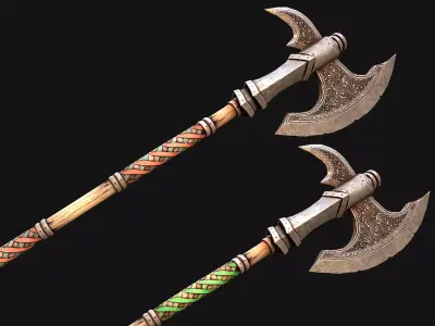 Medieval Axe Halberd Weapon Low-poly 3D model