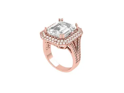Emerald Art Deco Ring 3D print model 43