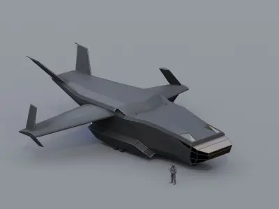 Sci fi  Aircraft Low-poly 3D model