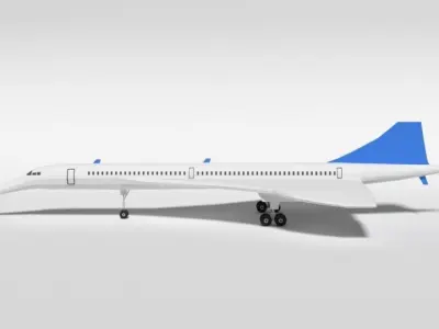 Low Poly Cartoon Concorde Airplane Low-poly 3D model