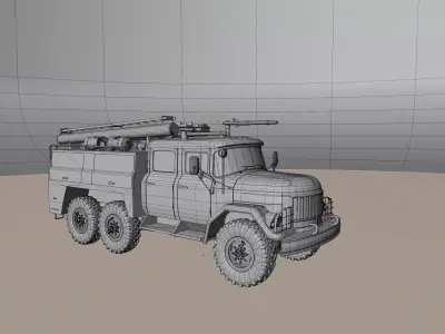 Soviet Army Fire Truck 3D Model Blender Ready 3D model