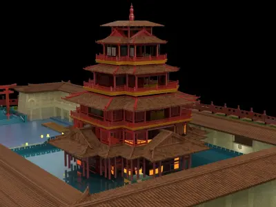 Chinese ancient house  3D model 21