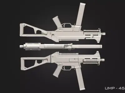 Gun UMP45 High-poly 3D model 3D model