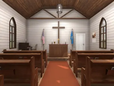Rural Church Low-poly 3D model