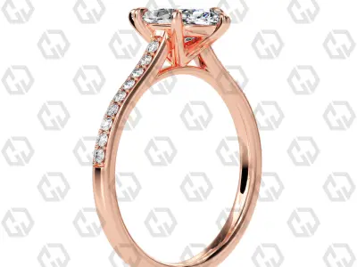 Ring 55 Marquise Shape Pave setting ring with Gems 3D print model