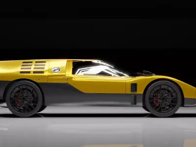 Futuristic Retro Supercar Rigged Sci-Fi Concept Vehicle  3D model