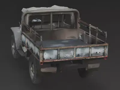 Exposed Engine Scavenged Truck 3D Model Low-poly 3D model