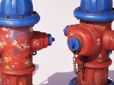  Fire Hydrant Mario Bros Game-Ready with PBR textures Low-poly 3D model
