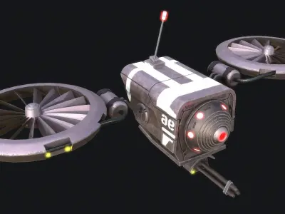 BattleDrone sci-fi drone Low-poly 3D model