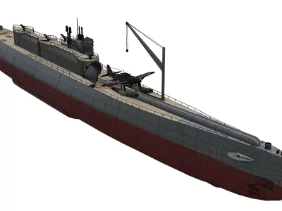 I-400 Class Submarine Low-poly 3D model