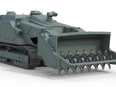 Uran 6 Mine Clearing Robot Low-poly 3D model
