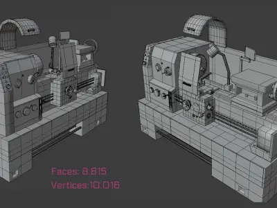 Screw-cutting lathe  Low-poly 3D model