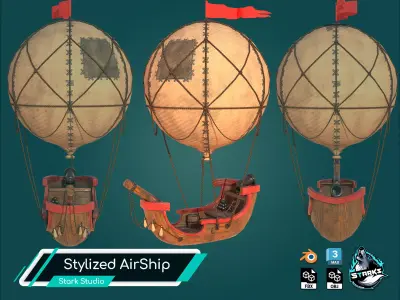 Stylized Airship Low-poly 3D model