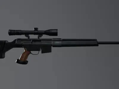 Hk Psg1 sniper riffle Lowpoly Model Low-poly 3D model