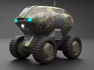 Military Sci-Fi Droid Low-poly 3D model