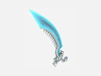SciFi Dagger A02 White Blue - Sci Fi Weapon Design Low-poly 3D model