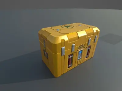Low poly container and scfi box Low-poly 3D model