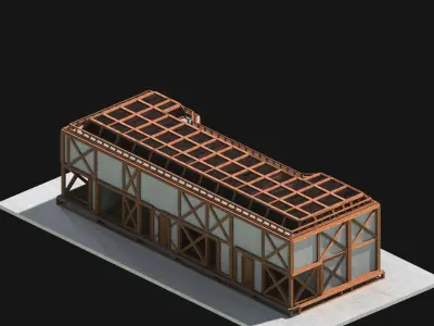 Medieval Low Poly Building Castle Wooden Village Stone House 29 Low-poly 3D model