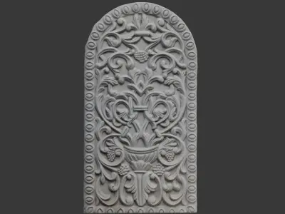 Decorative Stone Relief Panel Scan Low-poly 3D model
