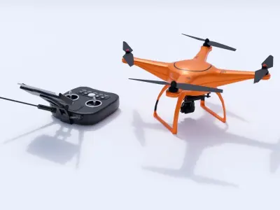 Drone with remote control Low-poly 3D model
