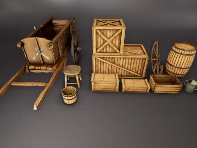 Medieval Props Low-poly 3D model get