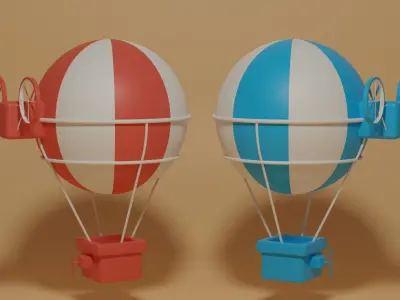 Cartoon Hot Air Balloon 3D model