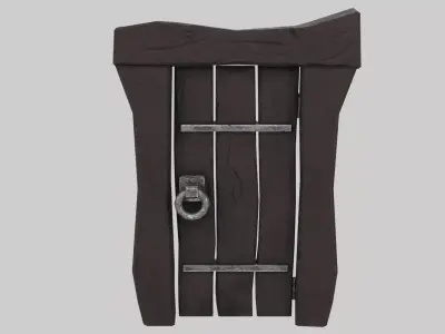 Stylized Wooden Door Low-poly 3D model