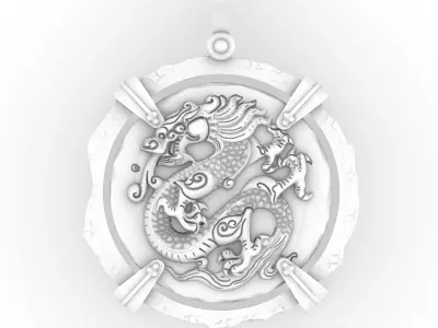 Dragon Viking Coin Pendant  3D print model