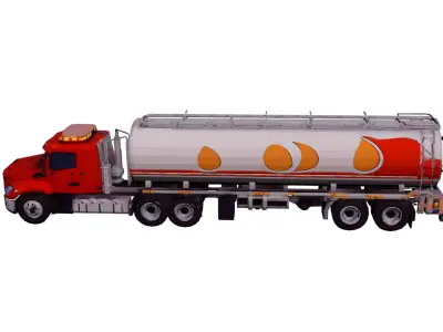 Low Poly Fuel Tanker Truck Vehicle Model PBR Texture Low-poly 3D model