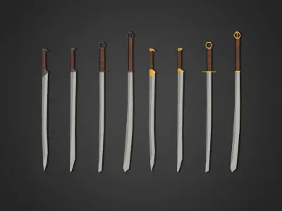 Low Poly Cleaver Pack 1 Low-poly 3D model