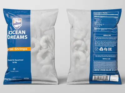 Frozen Shrimps Package Bags 3D model